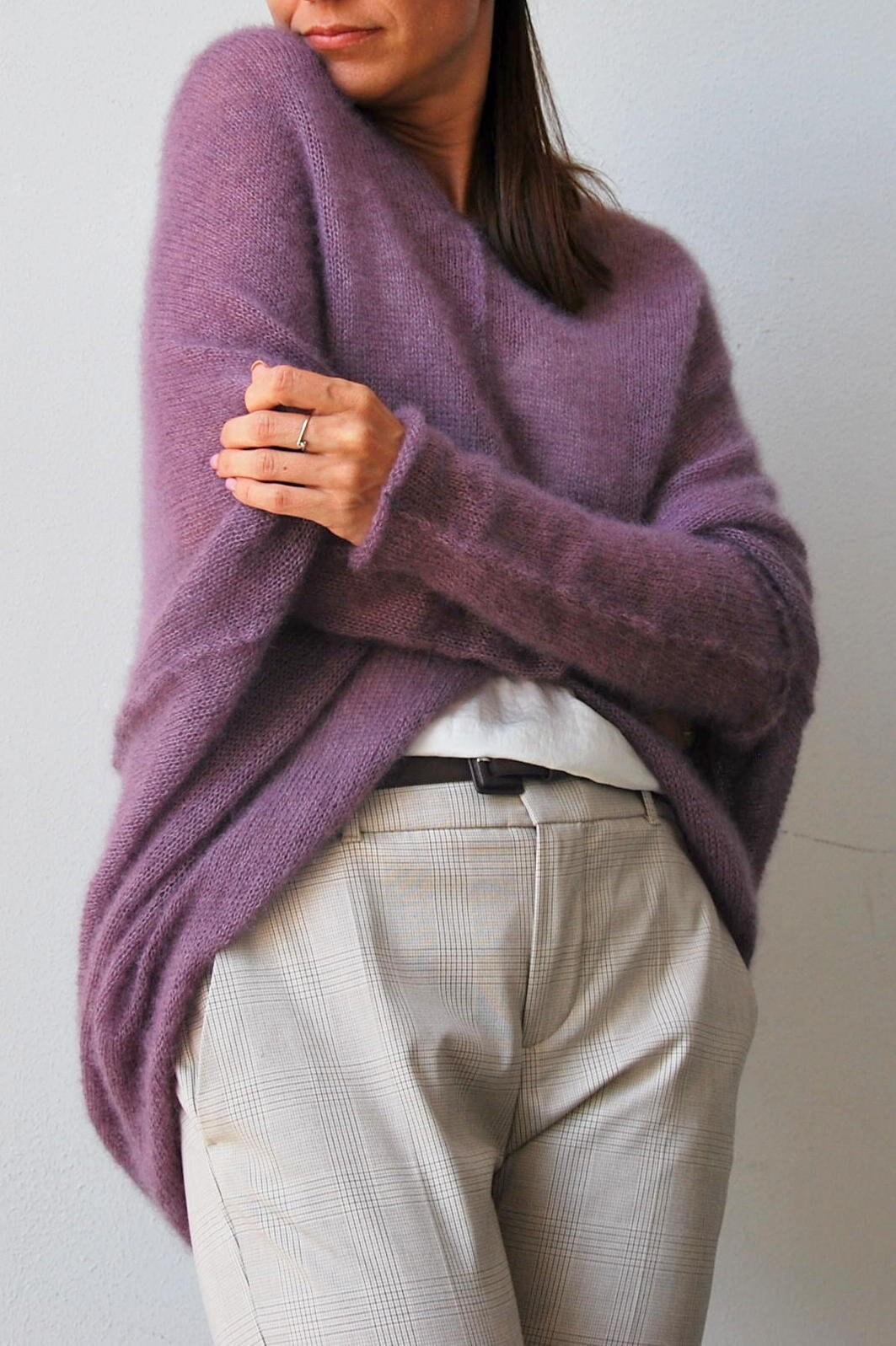 Mohair Cardigan: Heathered Purple Bohemian Silk Cape