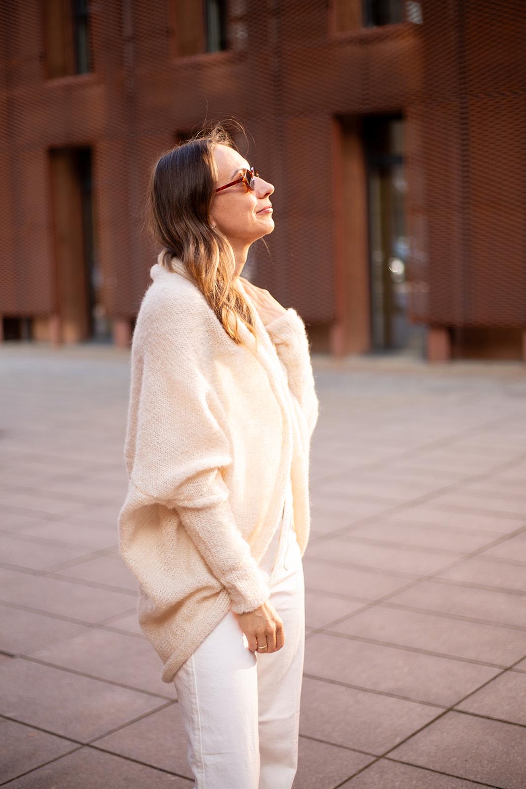 Cream ivory boho cardigan alpaca silk, handmade wrap sweater,  soft lightweight knitwear, cozy minimalist bohemian sweater