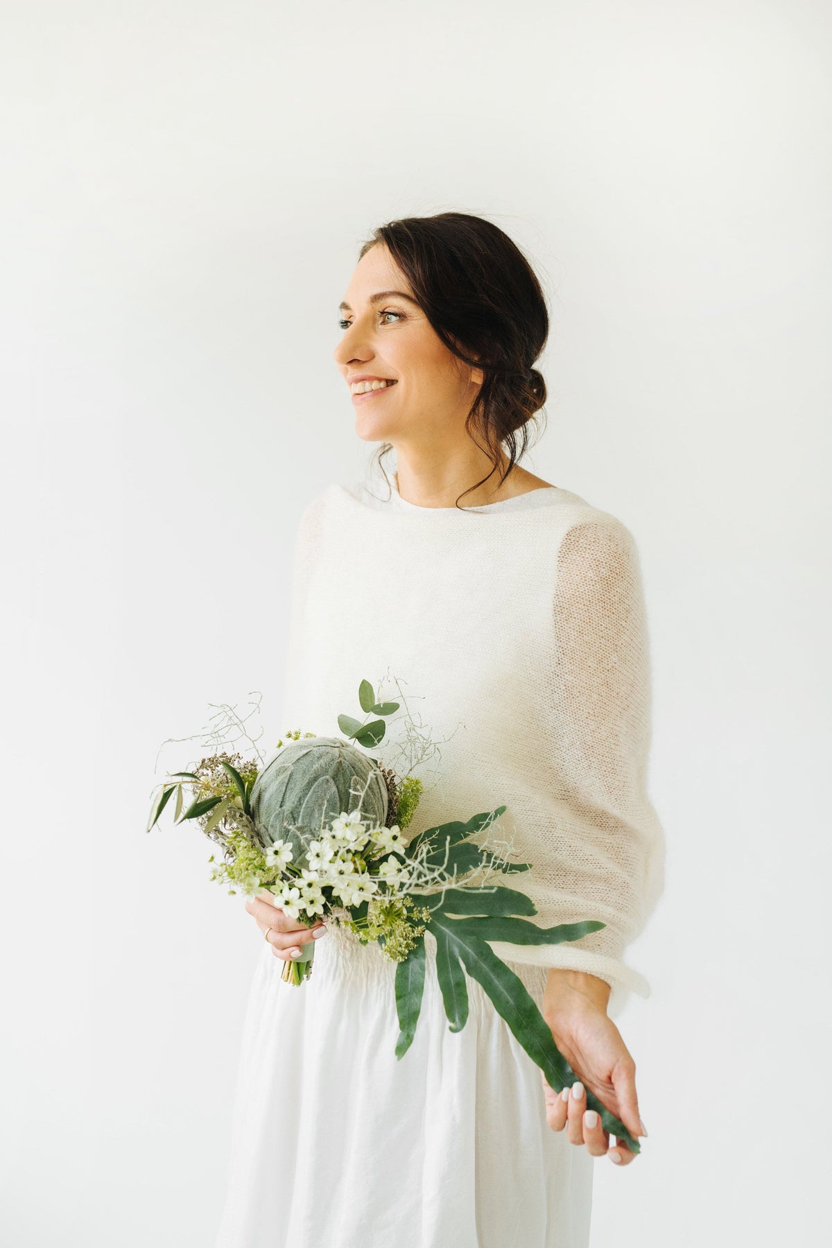 Ivory Mohair Bridal Shawl & Wedding Wrap Cape | Twisted Bridal Shrug