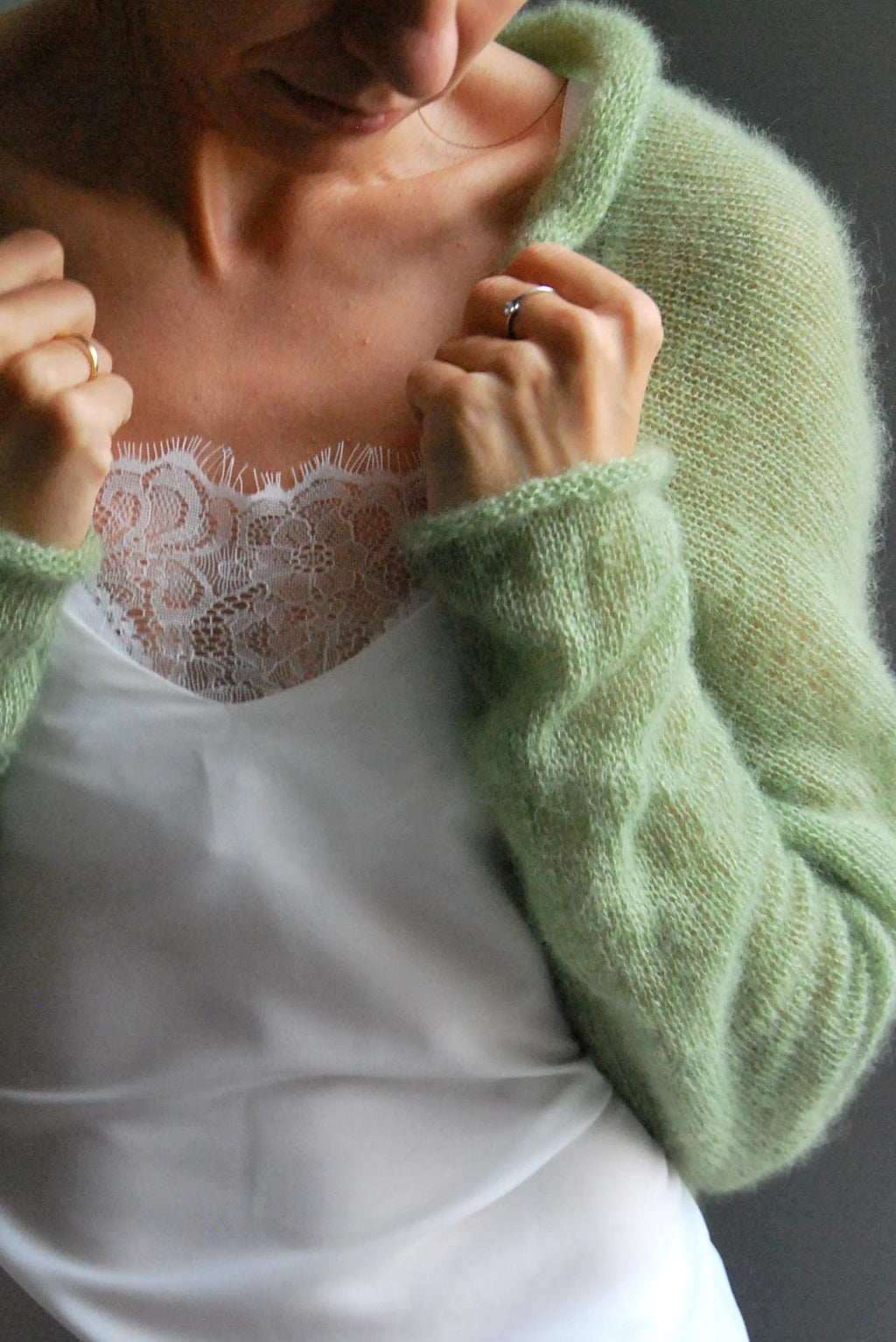 Apple Green Mohair Silk Bolero: Bridal Shrug Cover-Up