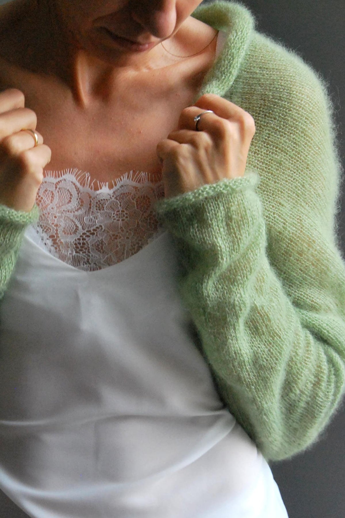 Apple Green Mohair Silk Bolero: Bridal Shrug Cover-Up