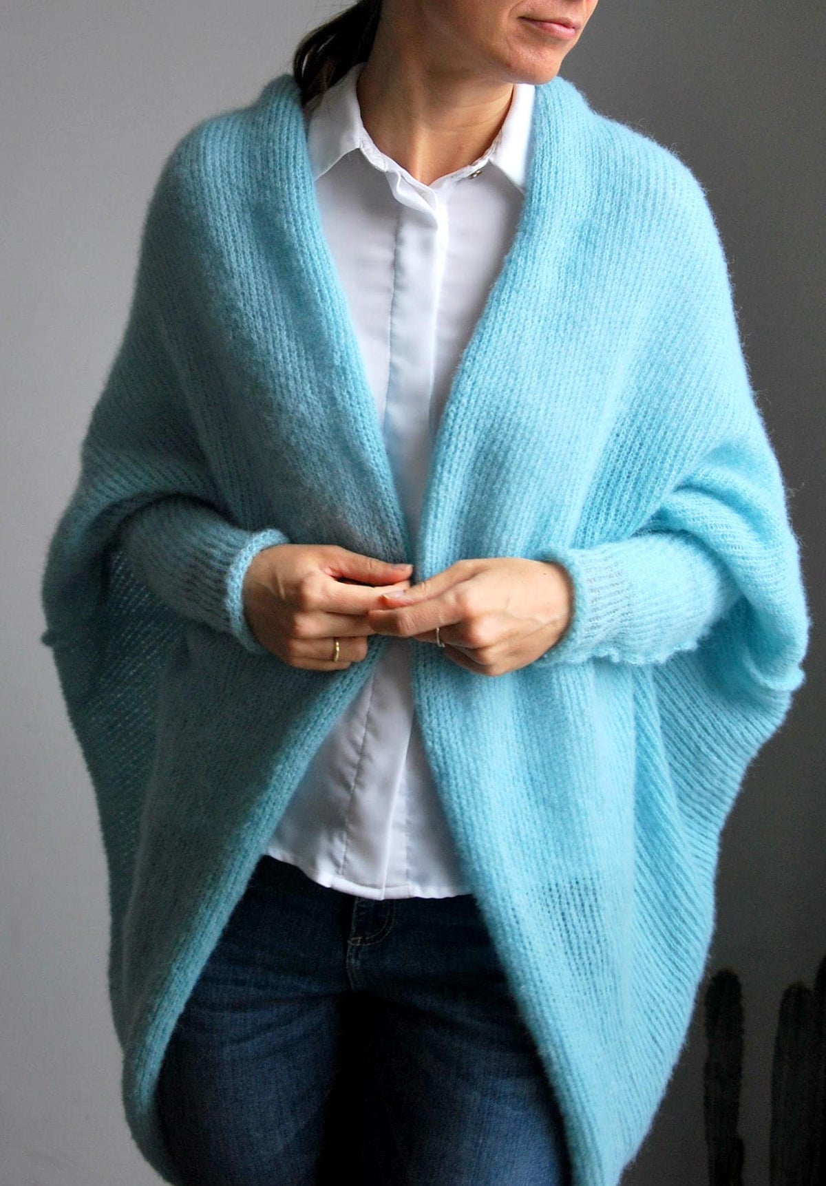Sea Green Alpaca Cardigan: Oversize Sweater
