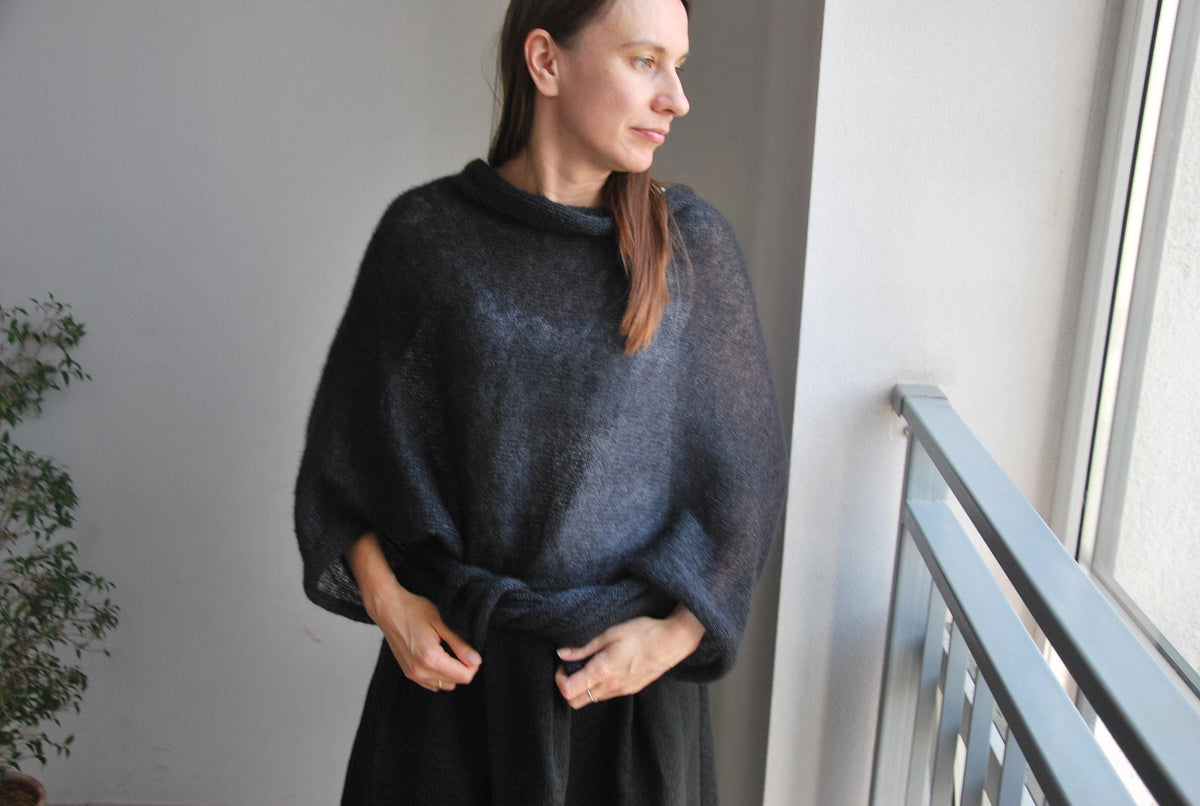 Black Mohair Silk Wedding Shawl: Lightweight Bridal Wrap