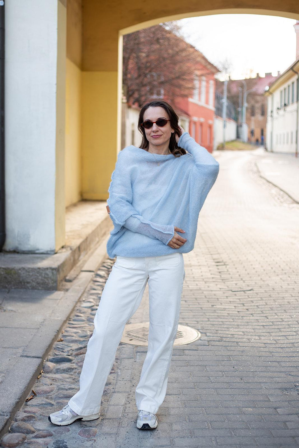 Light Blue Mohair Silk Sweater, Soft Knit Pullover Women, Bridal Mohair Sweater, Lightweight Blue Poncho, Elegant Wedding Wrap