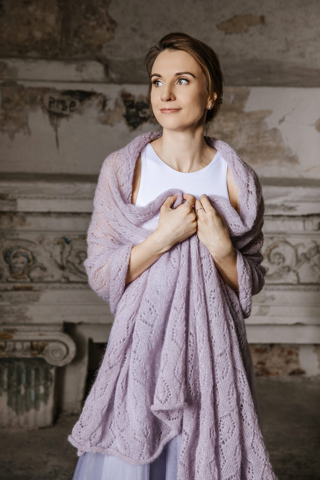 Light Lavender Mohair Silk Shawl: Bridal Wedding Wrap