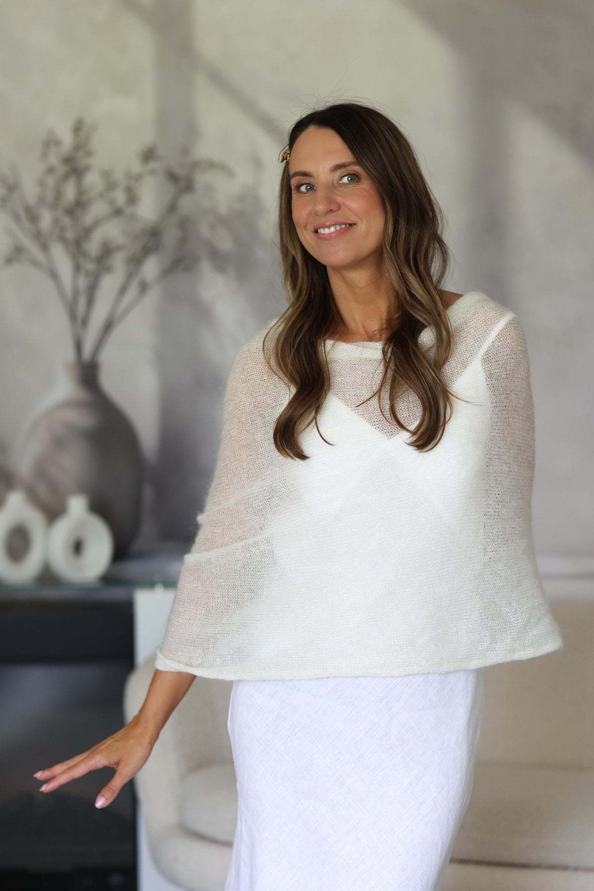 Bridal Mohair Silk Shawl – Handmade Wedding Wrap, Soft Lightweight Scarf for Bride
