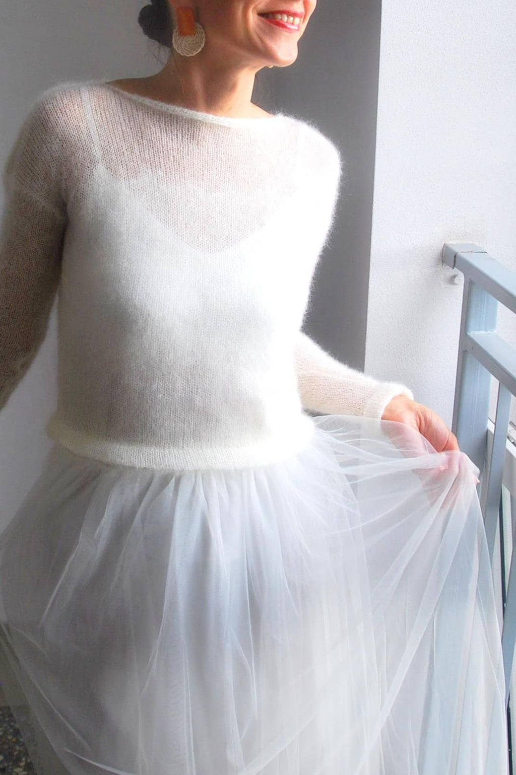 Mohair Silk Knit Sweater - Ivory Bridal Pullover