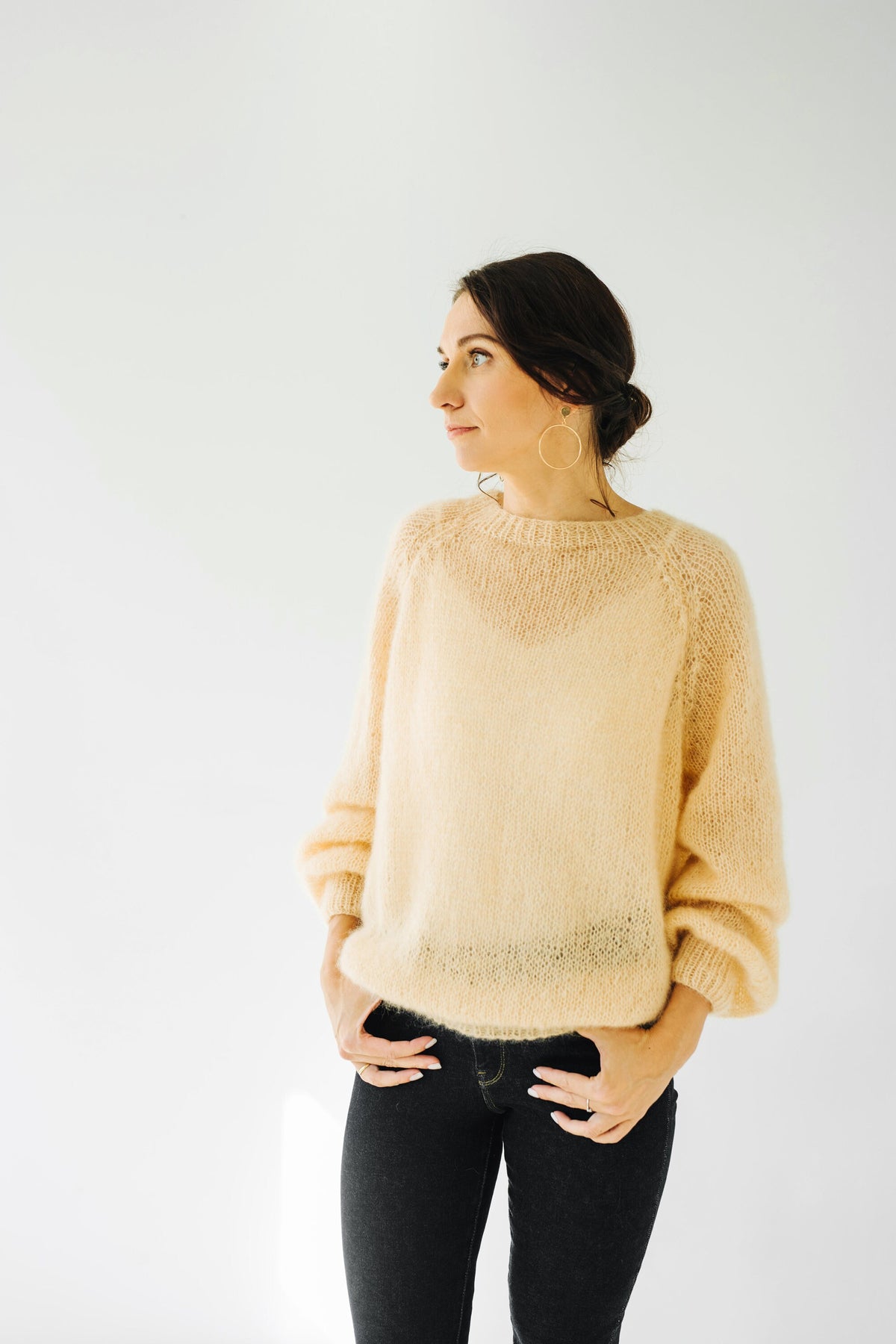 Handmade Mohair Silk Pullover: Vanilla Oversize Knit Cardigan