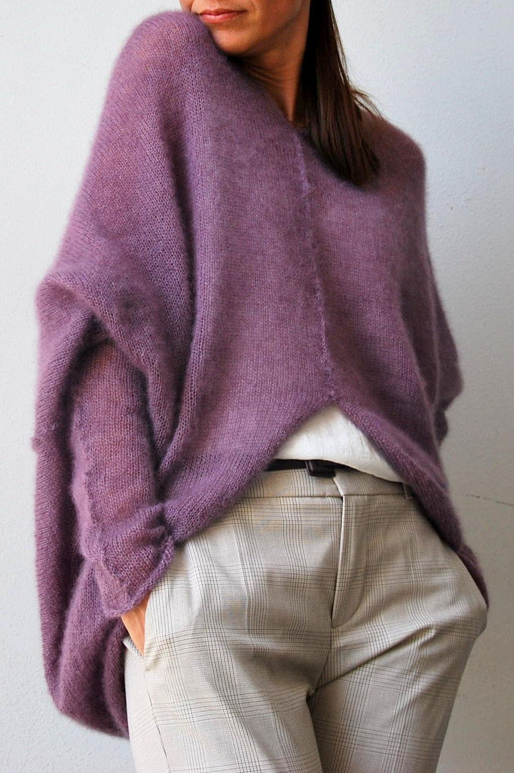 Mohair Cardigan: Heathered Purple Bohemian Silk Cape