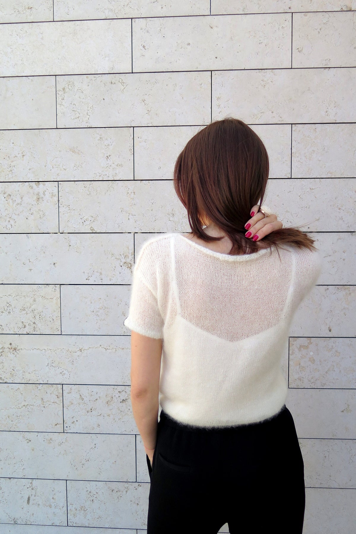 Mohair Silk Knit Sweater: Ivory Bridal Pullover
