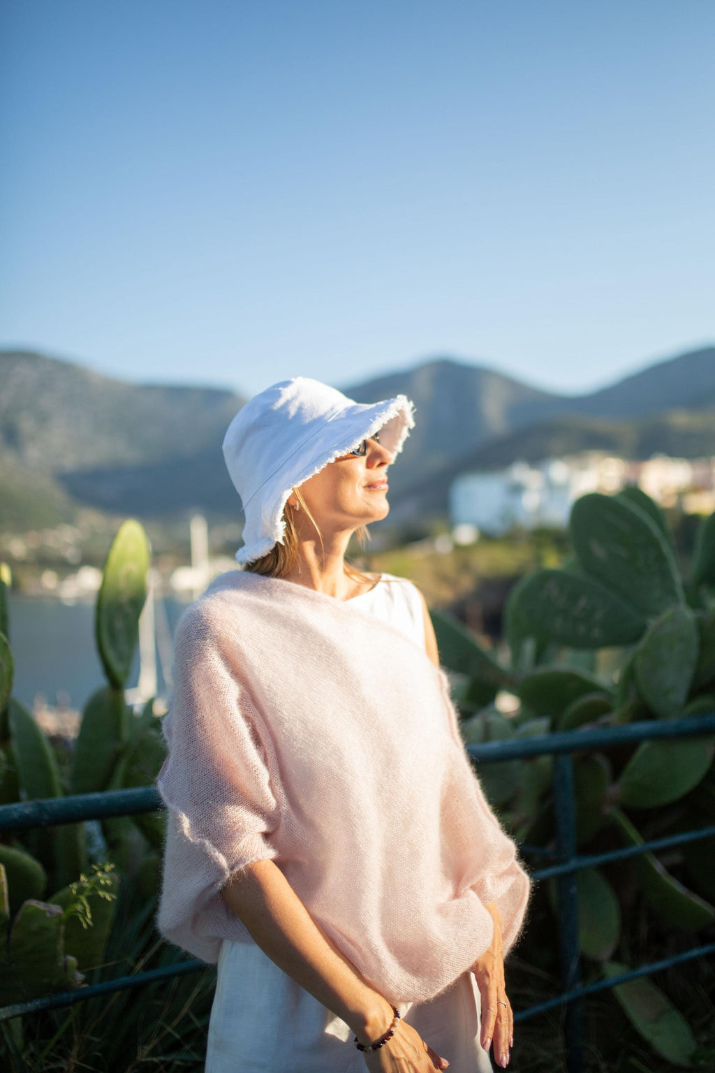 Pink Mohair Silk Sweater: Knitted Bridal Pullover Poncho