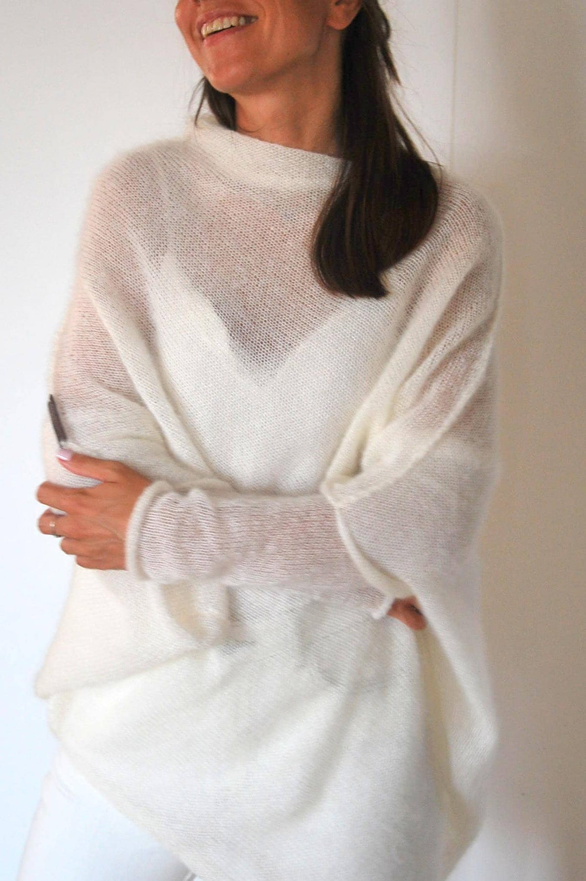 Handmade Mohair Silk Poncho: Knitted Bridal Cover-Up