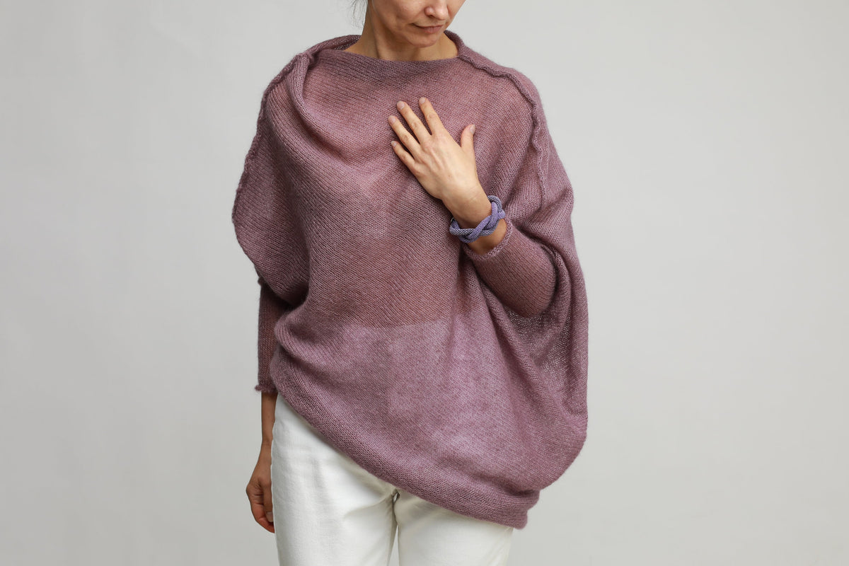Heather Mohair Silk Poncho: Lightweight Knit Cardigan Cape
