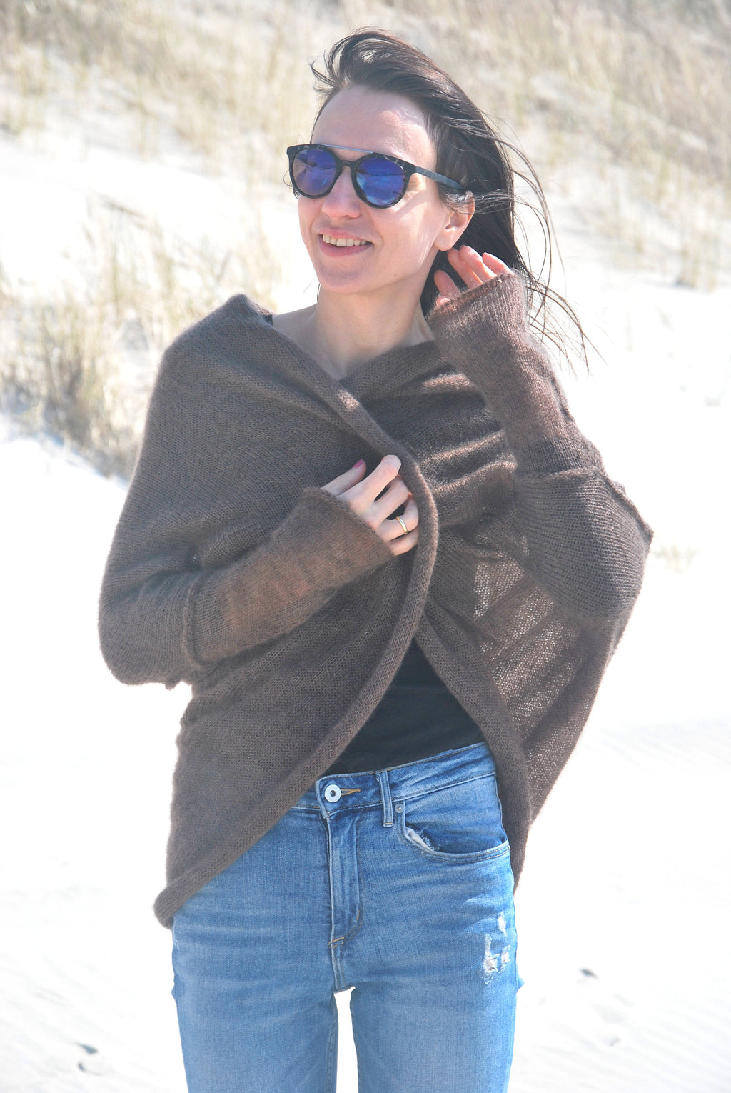 Mohair Silk Blend Cardigan: Bohemian Bridal Knit Sweater