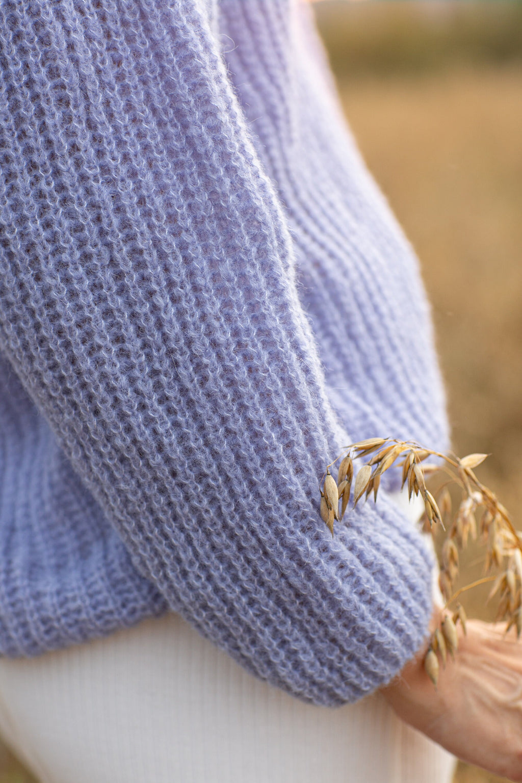 Handmade Alpaca Silk Hoodie Sweater: Lavender Knit Cardigan