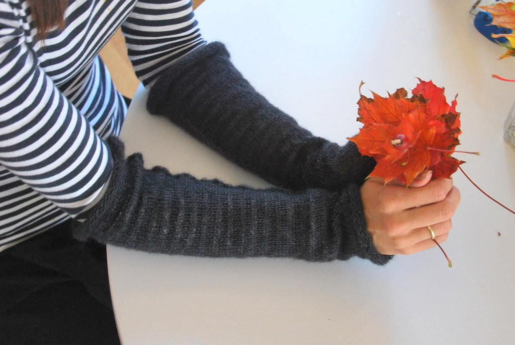 Long Mohair Fingerless Gloves: Knit Arm Warmers