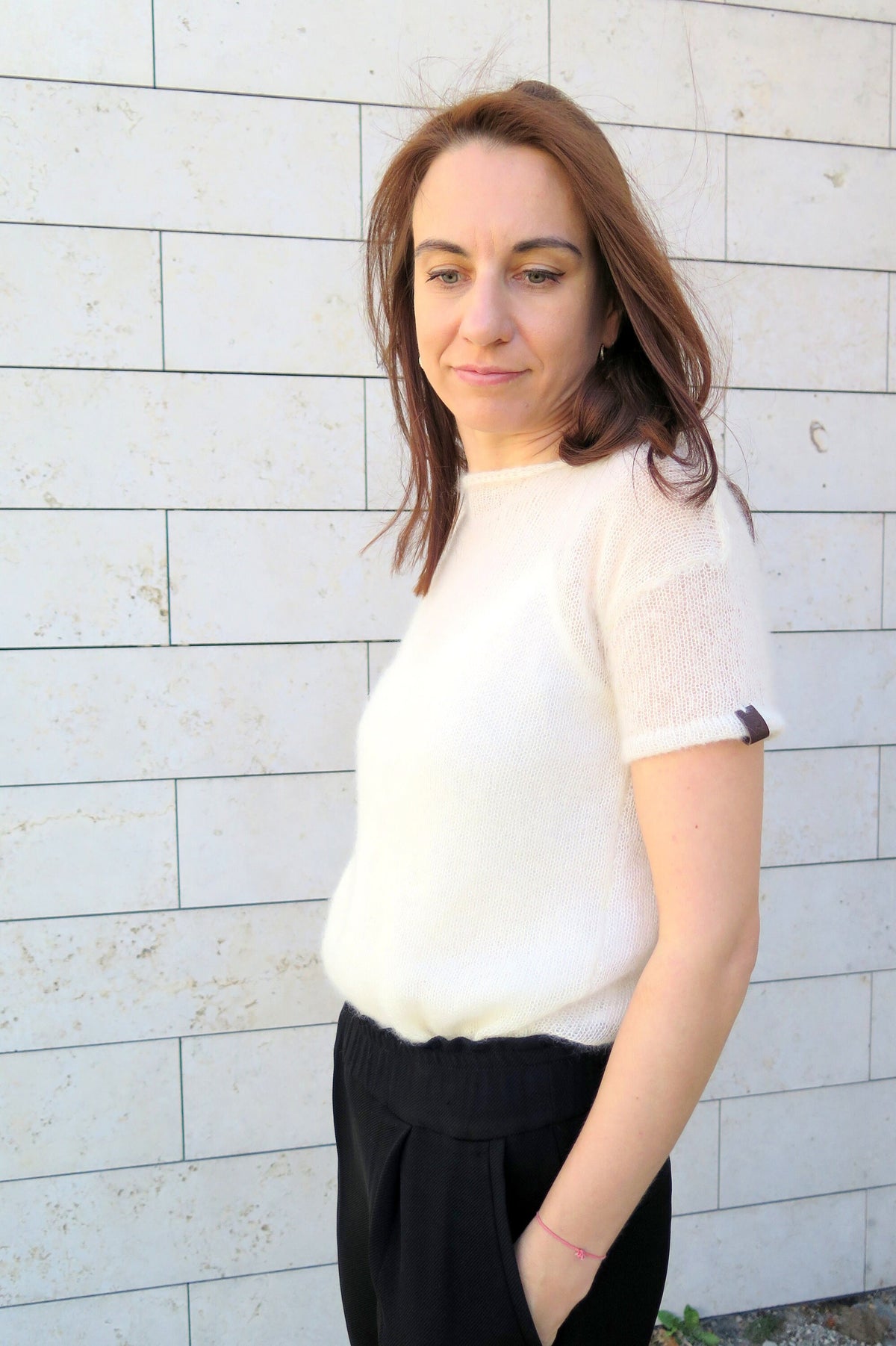 Mohair Silk Knit Sweater: Ivory Bridal Pullover