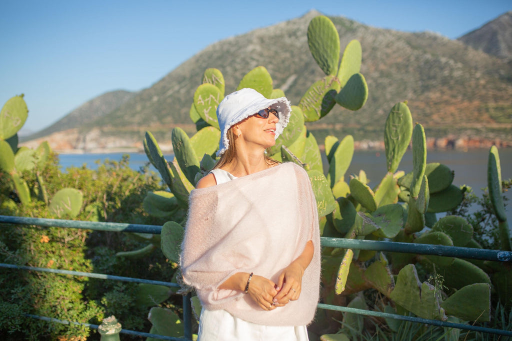 Pink Mohair Silk Sweater: Knitted Bridal Pullover Poncho