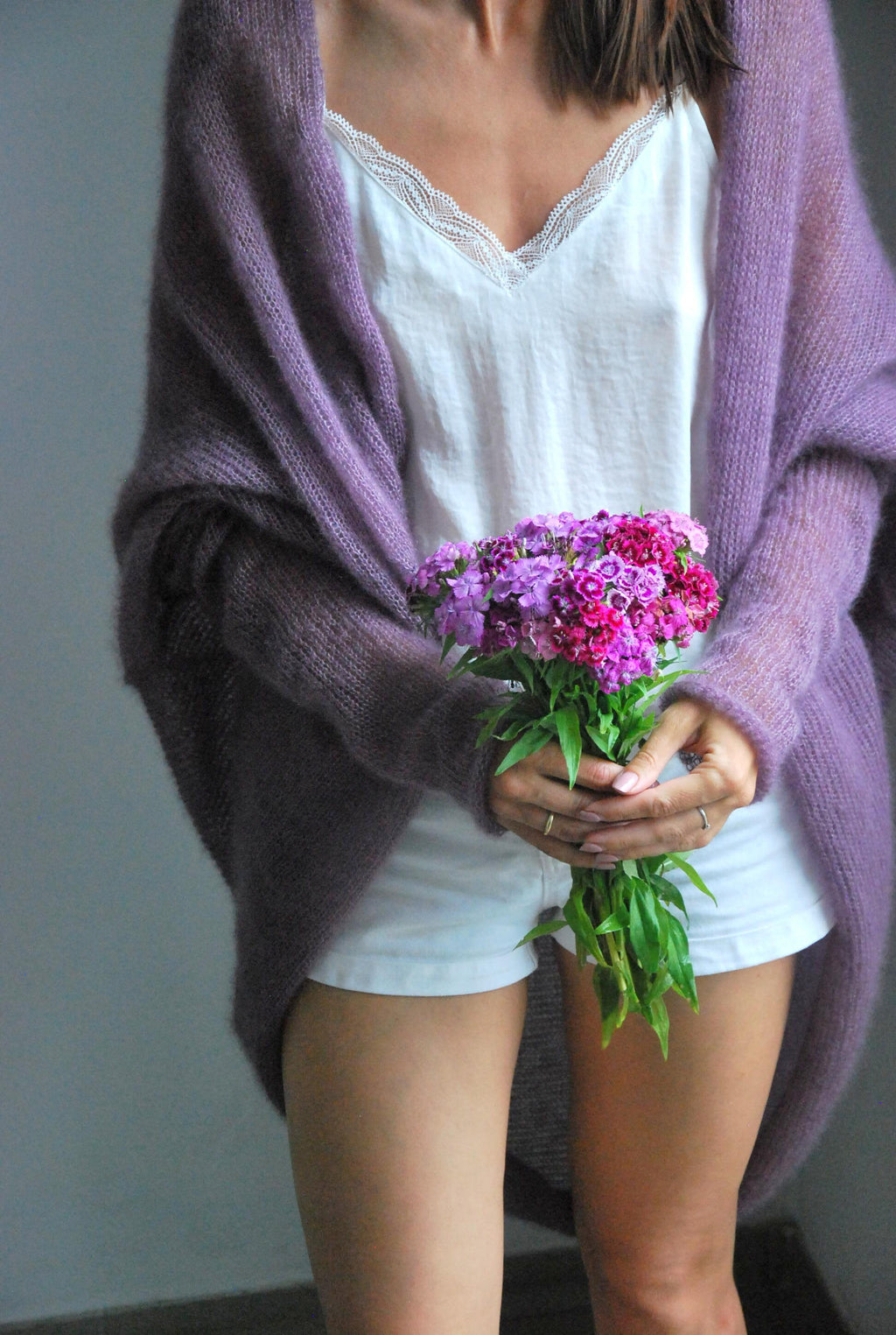 Hand Knit Mohair Cardigan: Bridal Wedding Sweater, Soft Knit Cape