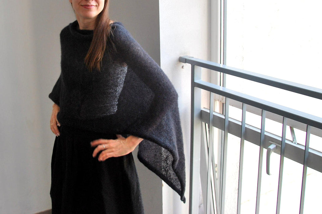Black Mohair Silk Wedding Shawl: Lightweight Bridal Wrap