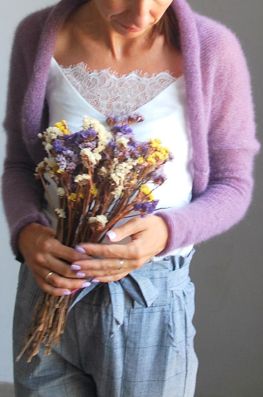 Mohair Silk Bridal Bolero: Knitted Wedding Shrug