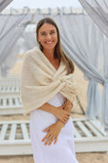 Off White Wedding Shawl: Alpaca Silk Bridal Bolero