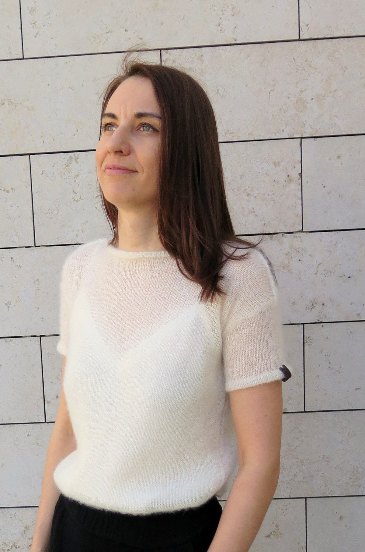 Mohair Silk Knit Sweater: Ivory Bridal Pullover