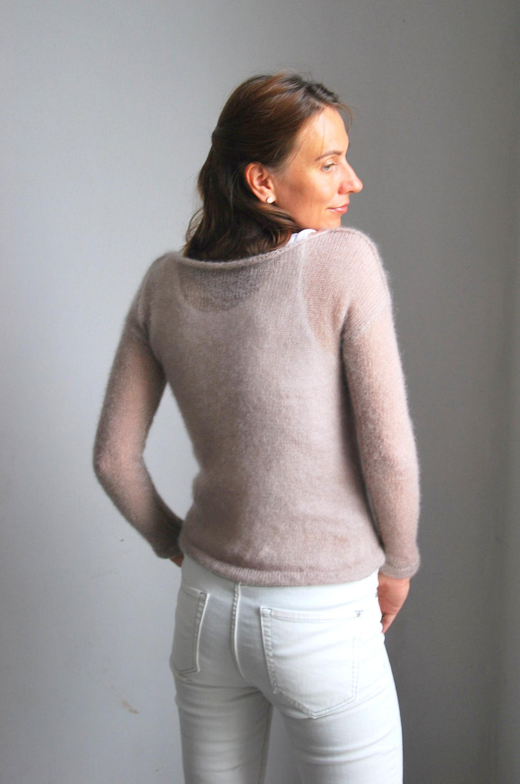 Beige Mohair Bridal Sweater: Sheer Knit Wedding Pullover
