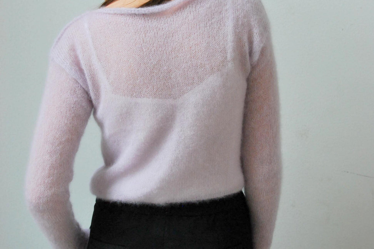 Pearl Gray Mohair Silk Knit Sweater - Bridal Shrug