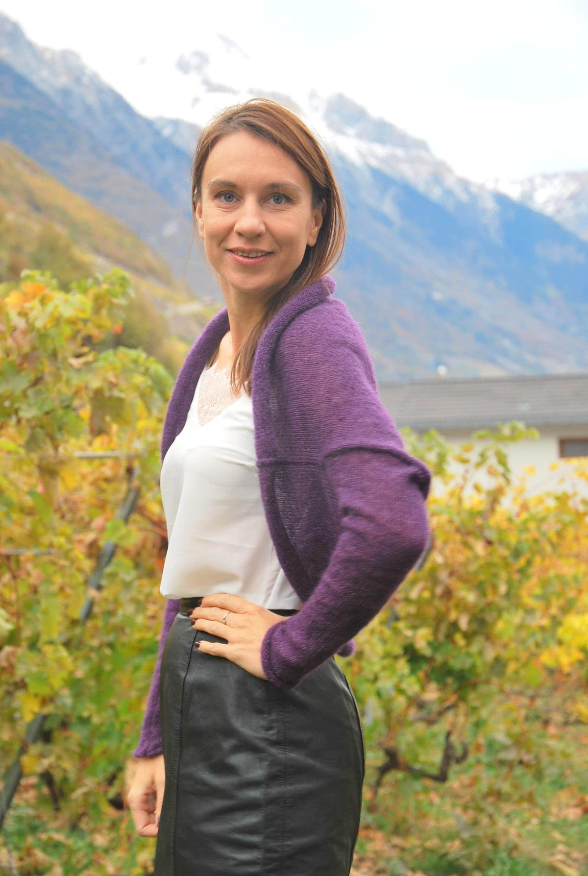 Dark Purple Mohair Silk Bolero: Knitted Bridal Cover-Up
