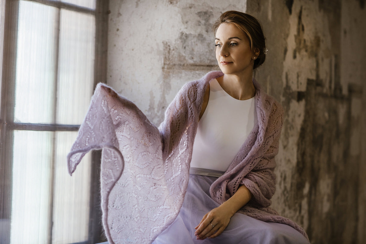 Light Lavender Mohair Silk Shawl: Bridal Wedding Wrap