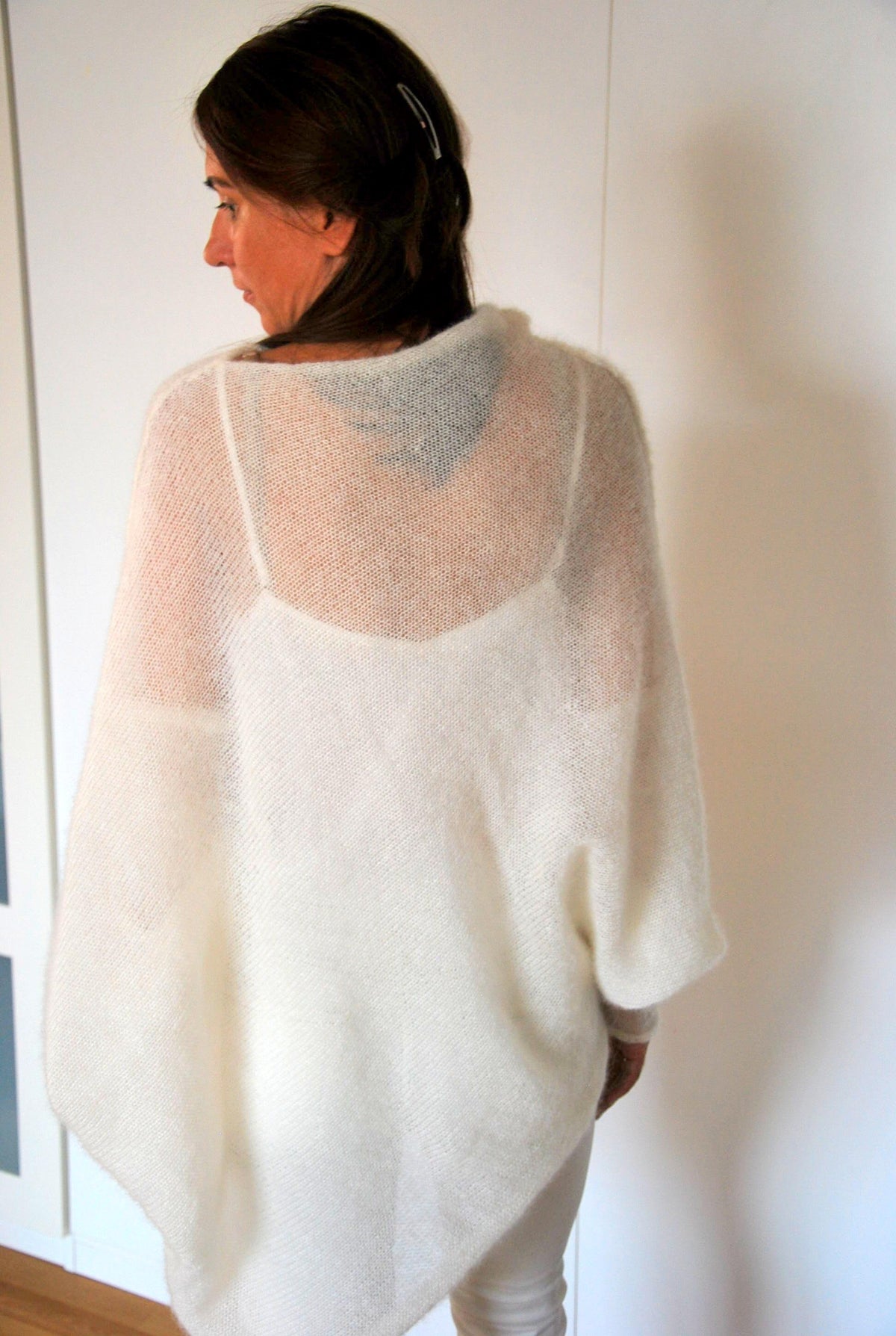 Handmade Mohair Silk Poncho: Knitted Bridal Cover-Up