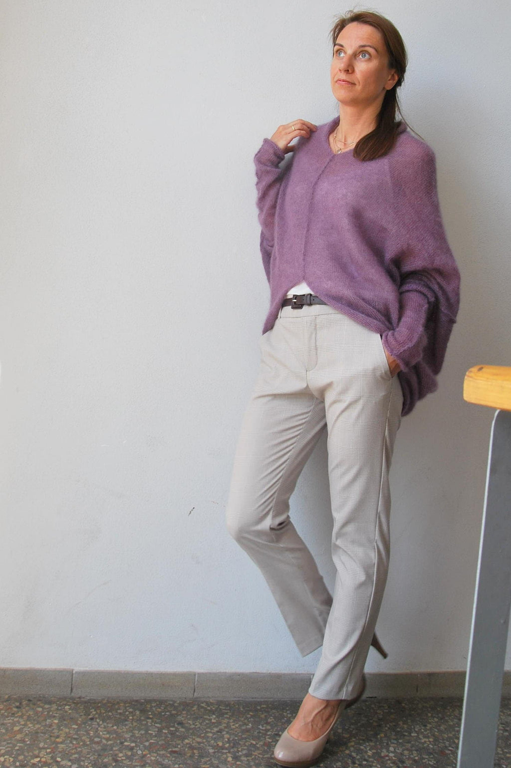 Mohair Cardigan: Heathered Purple Bohemian Silk Cape