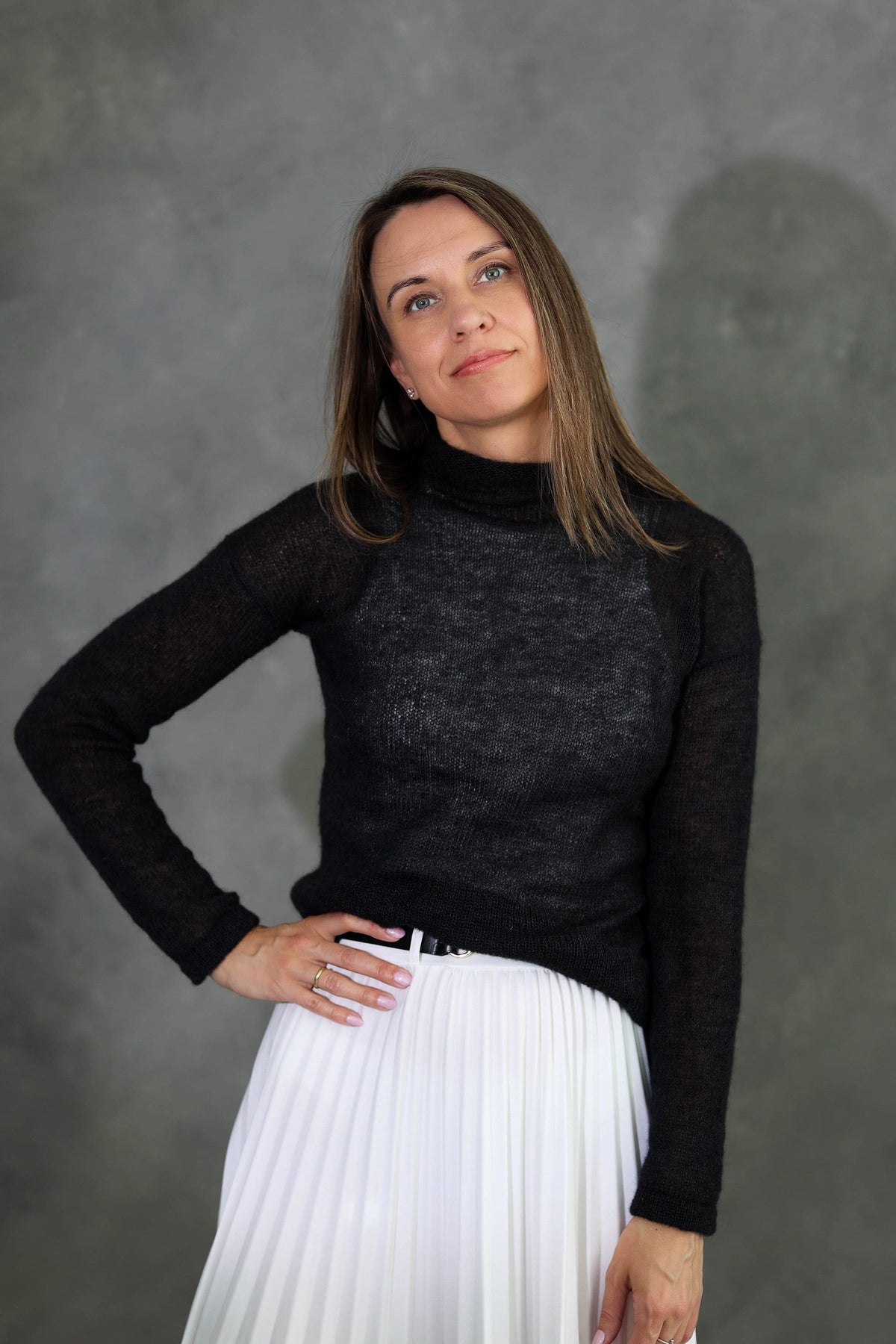 Black Mohair Silk Pullover: High Neck Soft Sweater