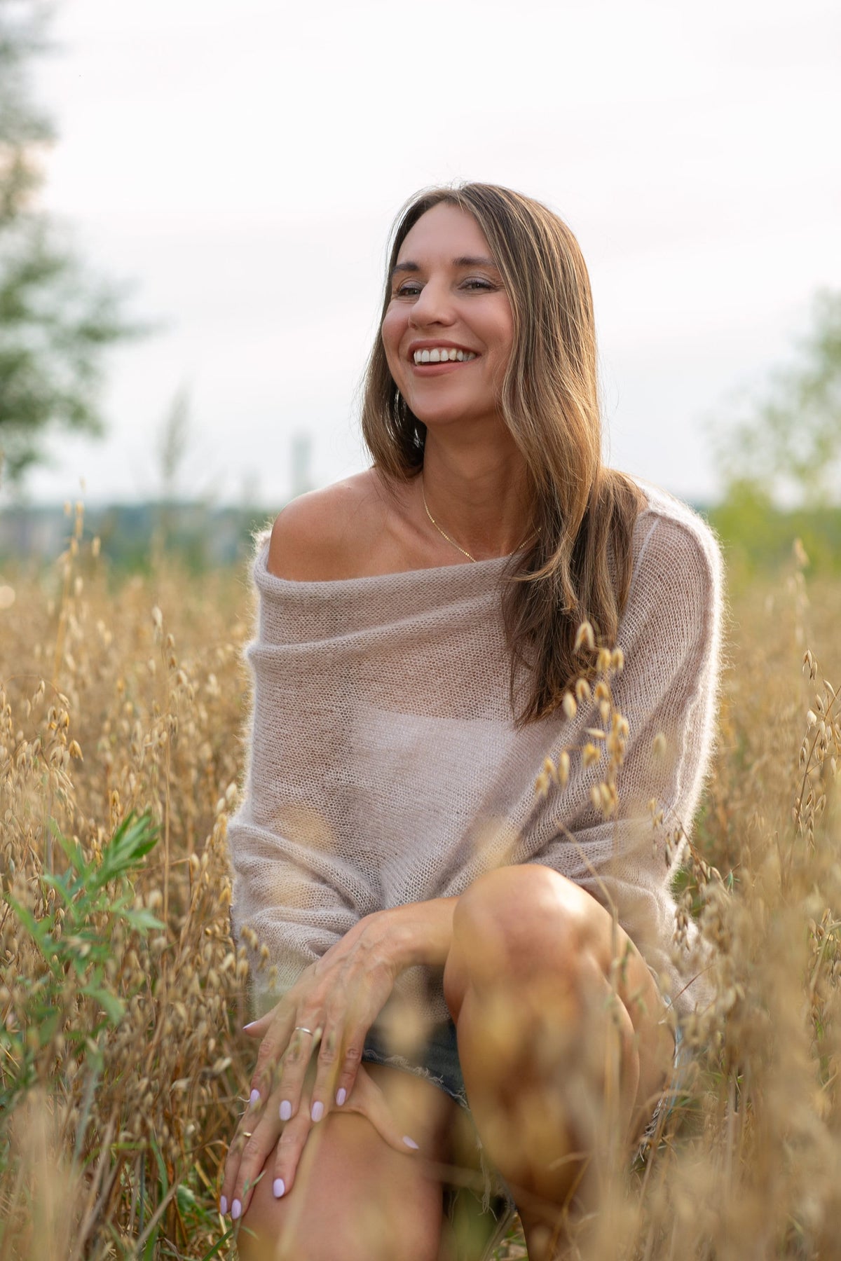 Light beige mohair silk sweater, mohair silk pullover, soft bridal sweater, knitted pullover, mohair poncho, mohair silk poncho