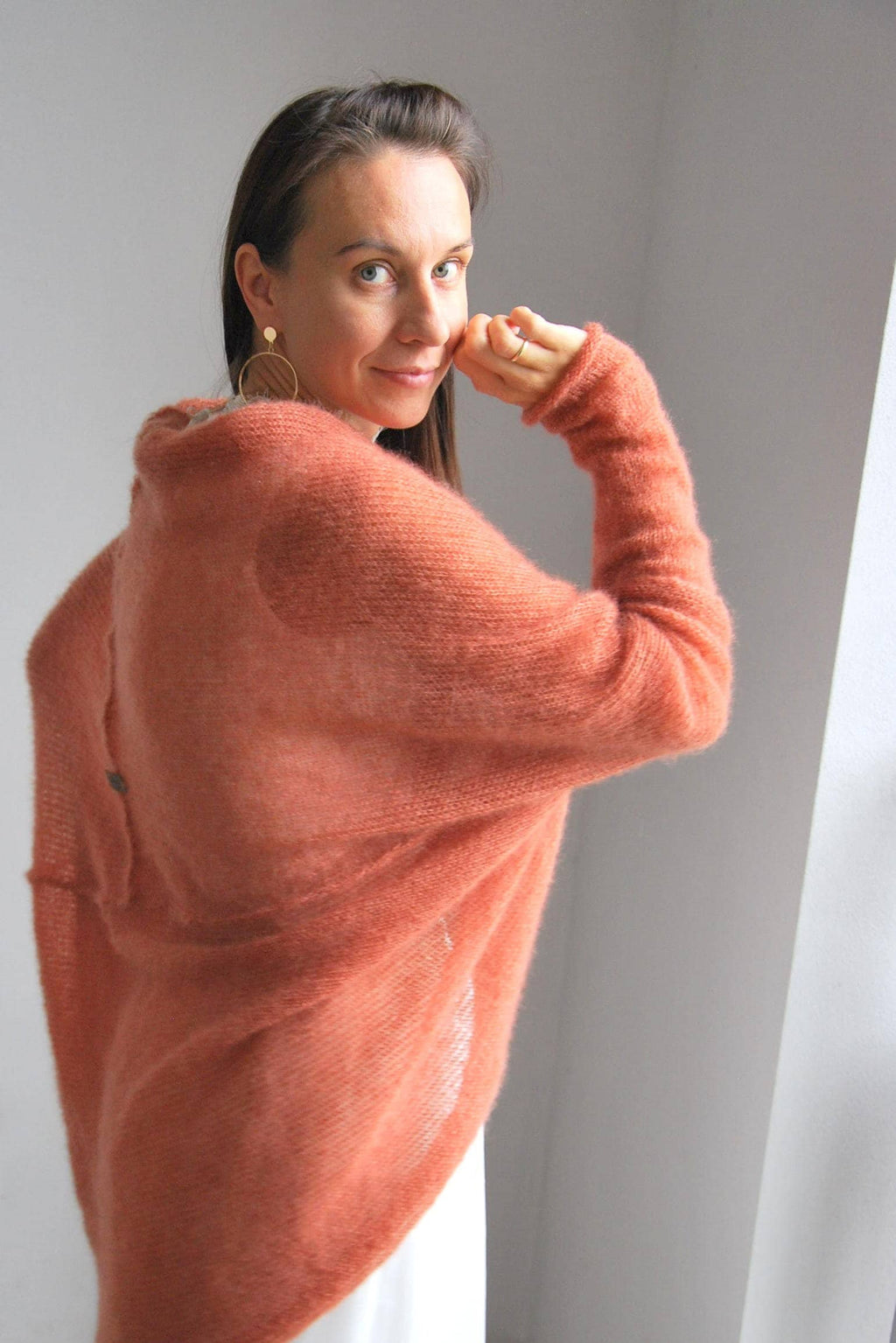 Handmade Rust Mohair Silk Cardigan: Bridal Wedding Cape