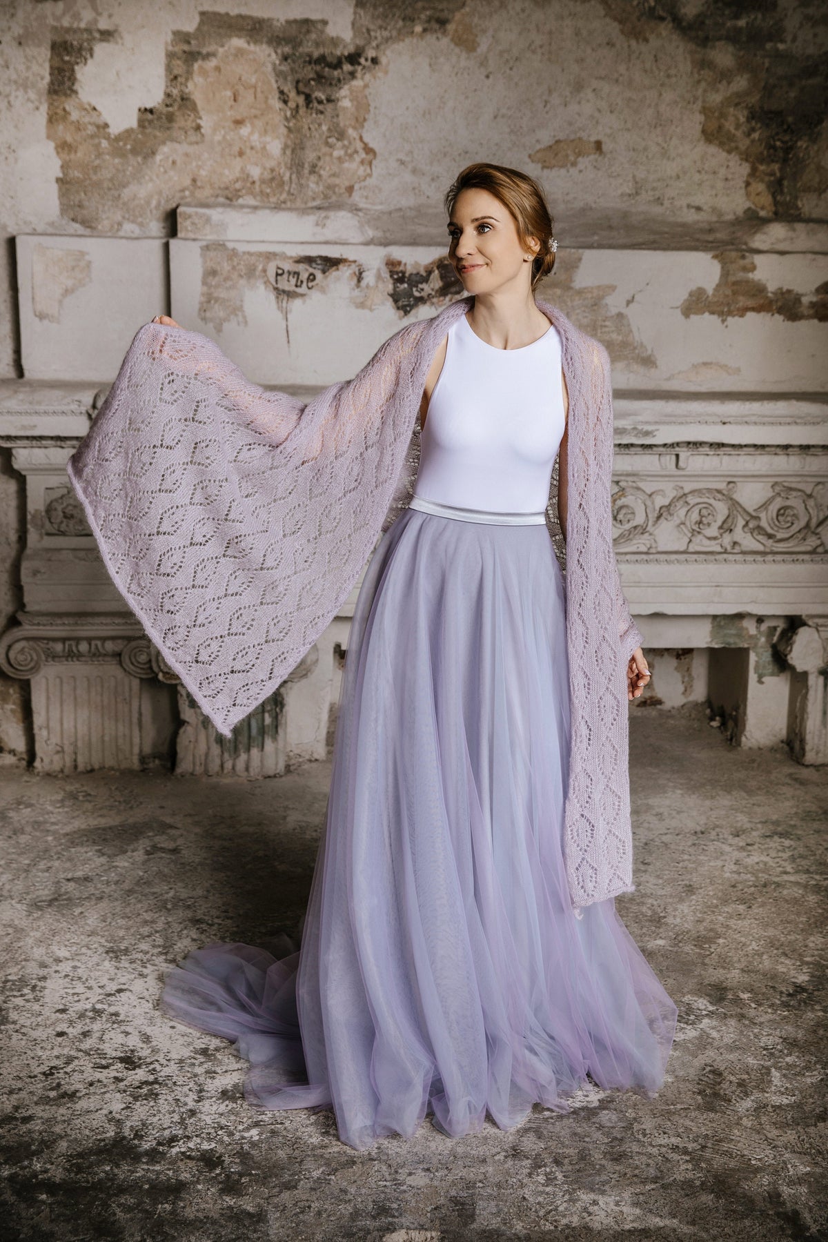Light Lavender Mohair Silk Shawl: Bridal Wedding Wrap