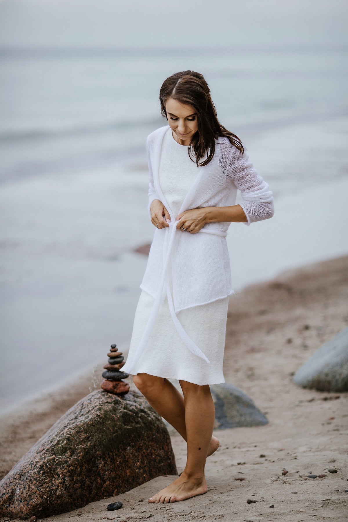 White Mohair Silk Cardigan: Bridal Wedding Shrug