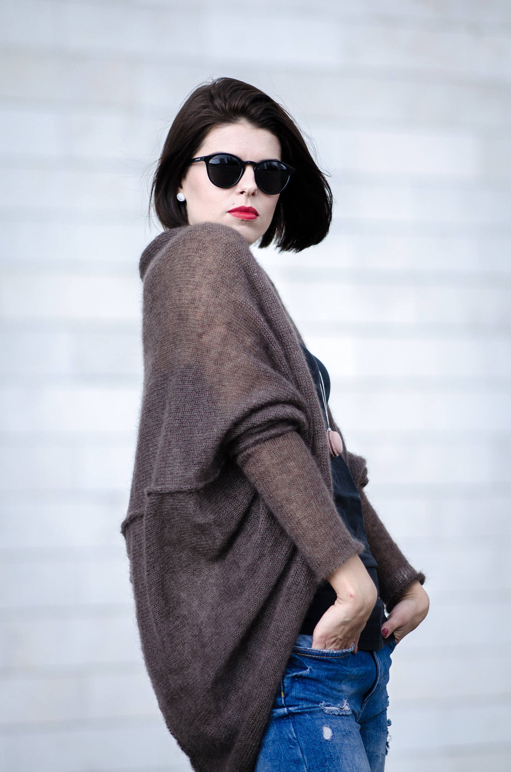 Mohair Silk Blend Cardigan: Bohemian Bridal Knit Sweater