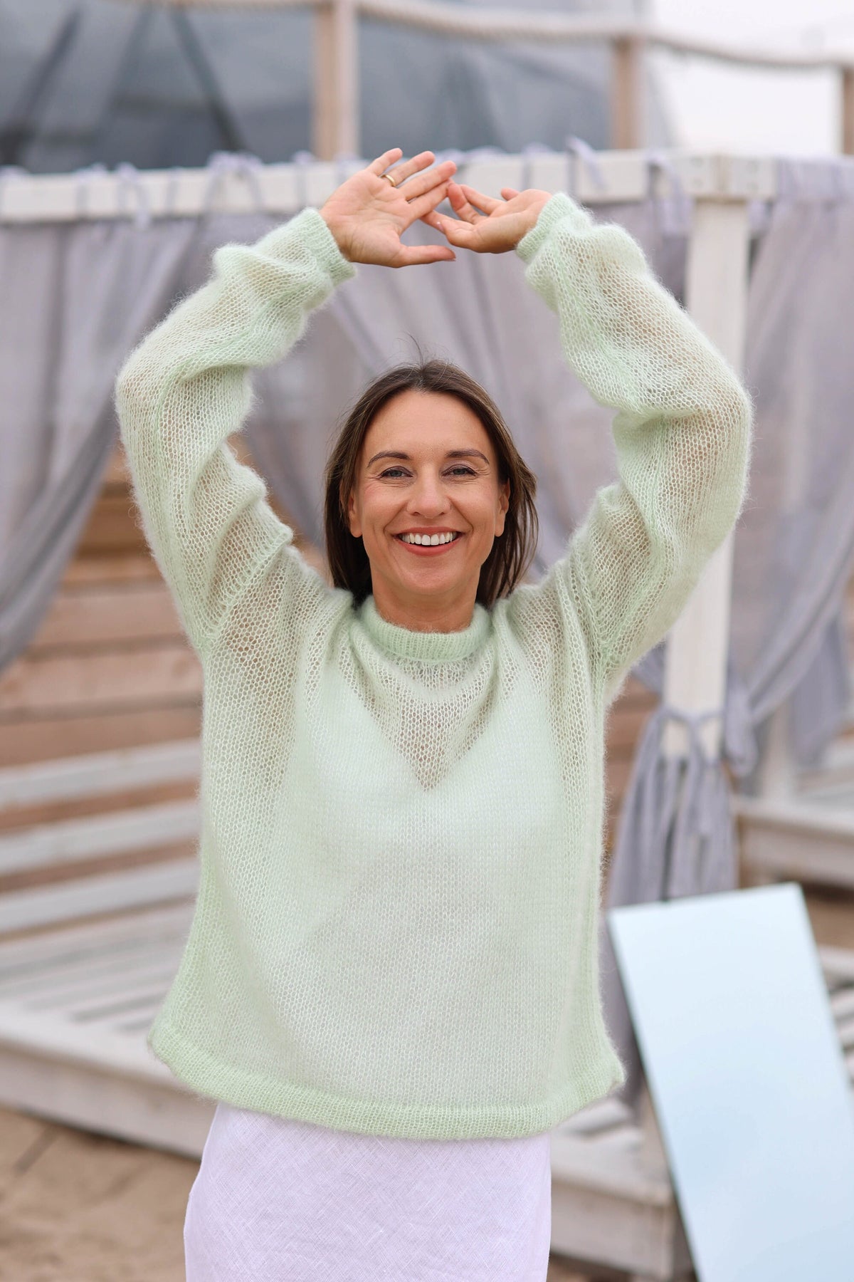 Hand Knitted Mohair Silk Sweater: Pistachio Oversized Jumper
