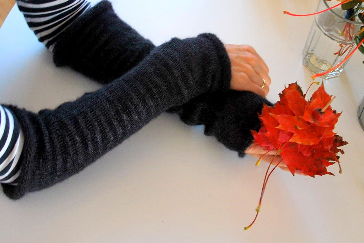 Long Mohair Fingerless Gloves: Knit Arm Warmers