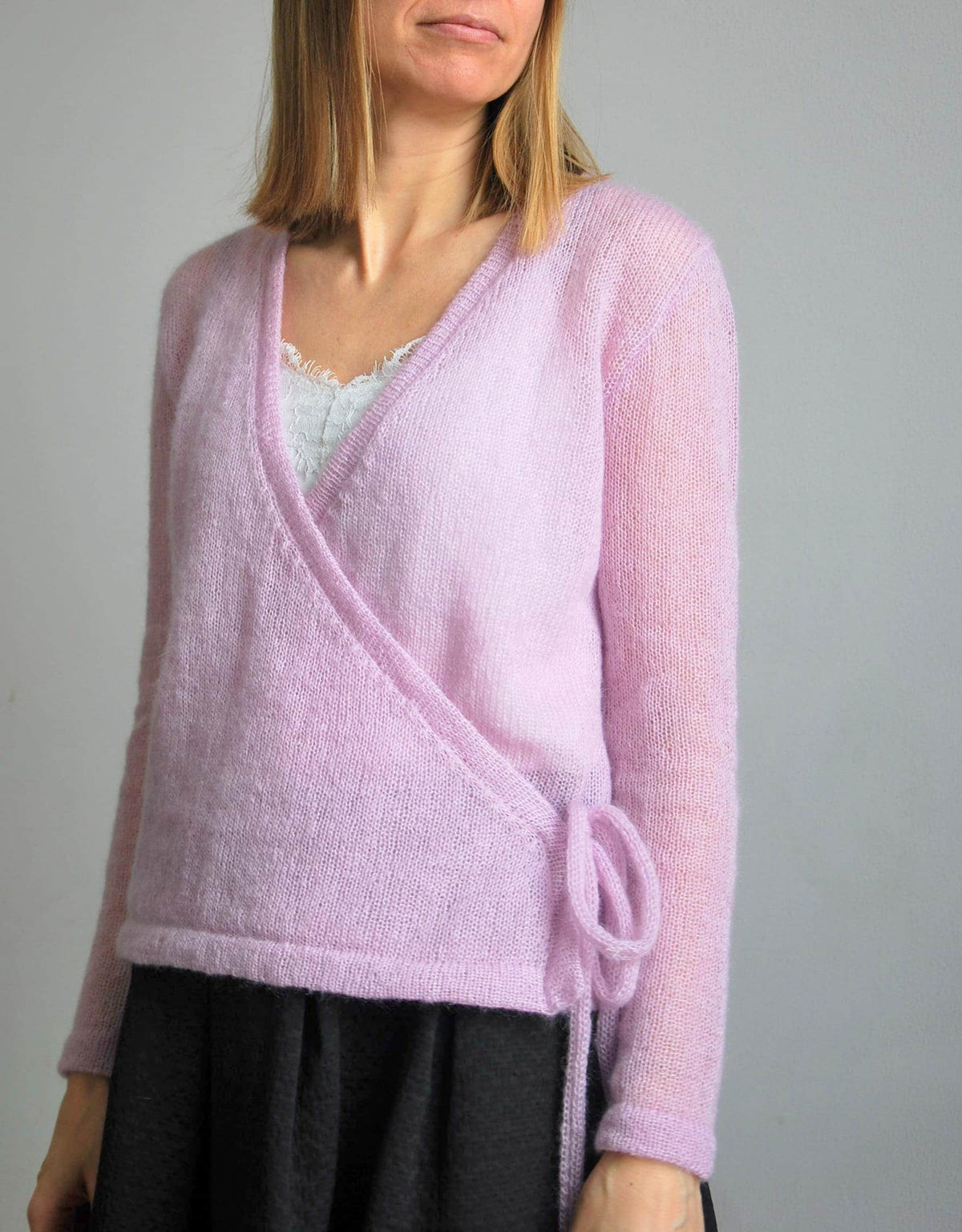 Pink Mohair Wrap Sweater: Bridal Cardigan, Silk Knit Pullover