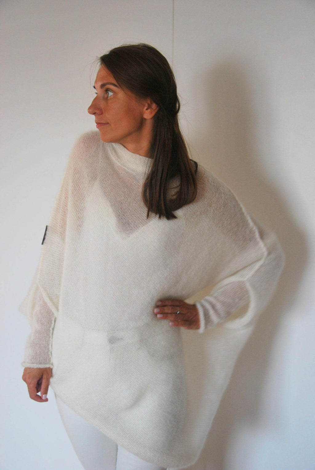 Handmade Mohair Silk Poncho: Knitted Bridal Cover-Up