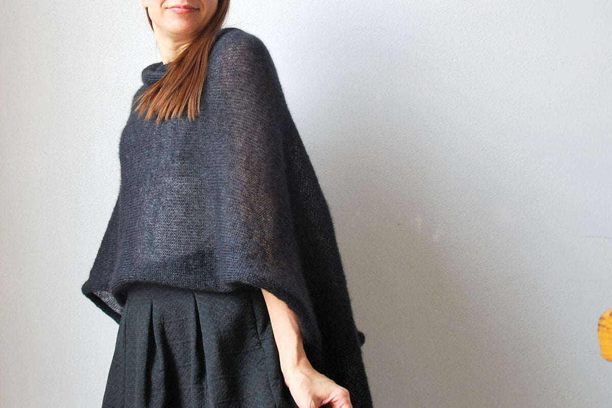 Black Mohair Silk Wedding Shawl: Lightweight Bridal Wrap