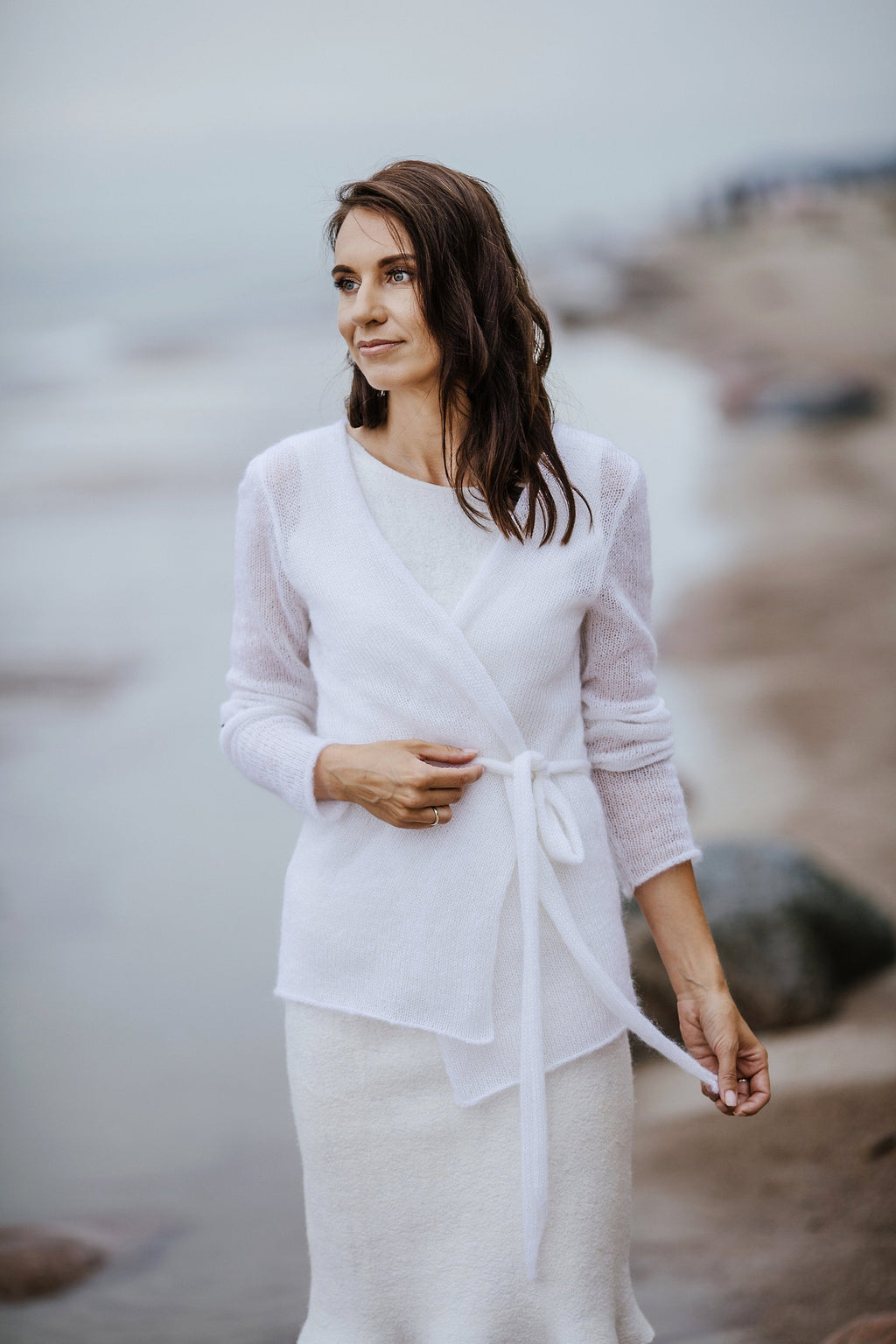 White Mohair Silk Cardigan: Bridal Wedding Shrug