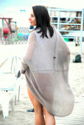 Mohair Silk Knit Cardigan: Beige Oversize Beach Wrap