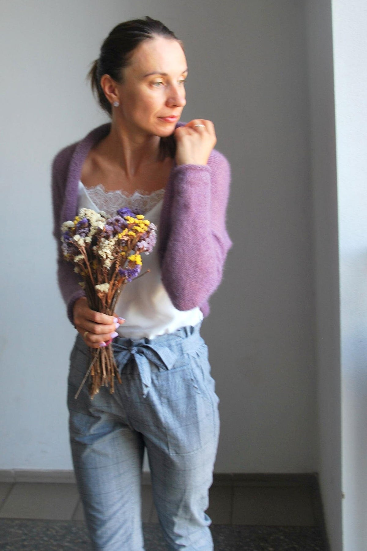 Mohair Silk Bridal Bolero: Knitted Wedding Shrug