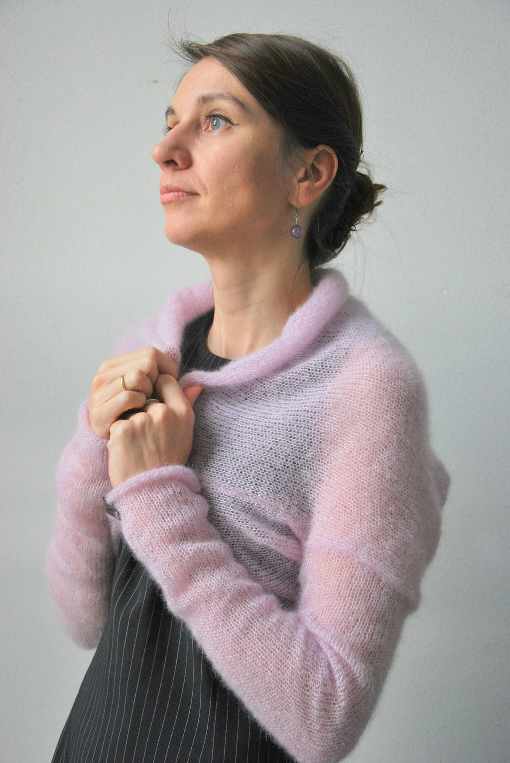 Knit Mohair Bridal Bolero: Light Pink Wedding Shrug