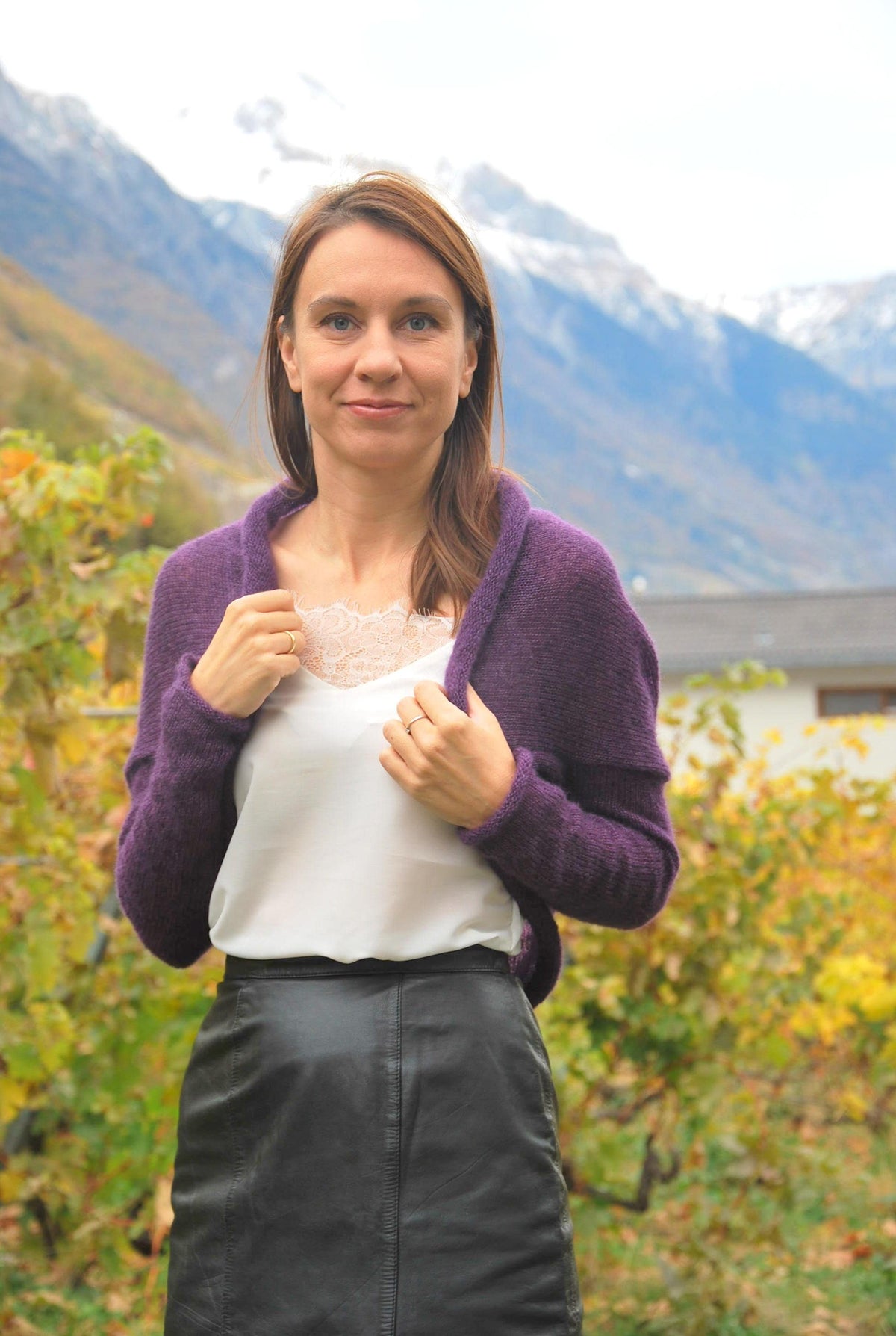 Dark Purple Mohair Silk Bolero: Knitted Bridal Cover-Up