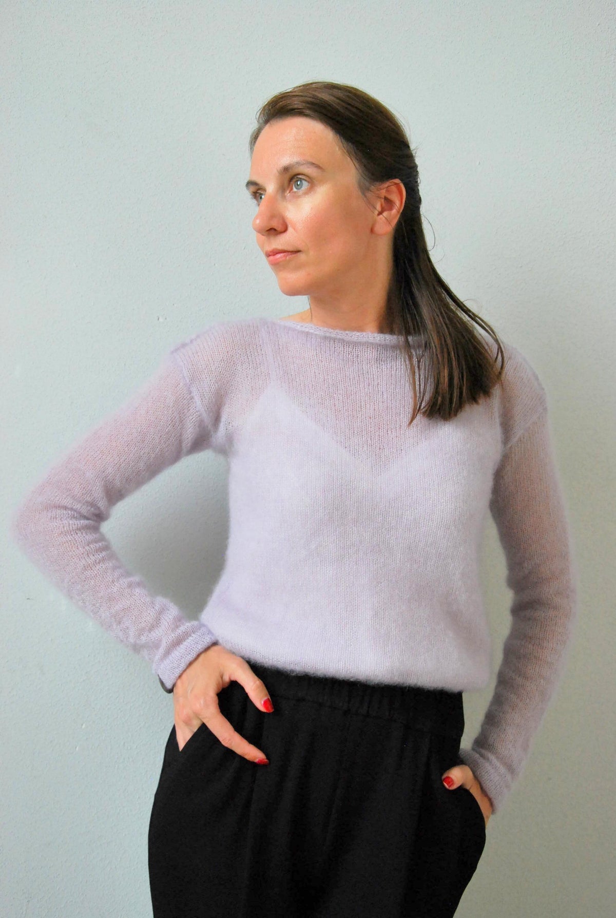Pearl Gray Mohair Silk Knit Sweater - Bridal Shrug